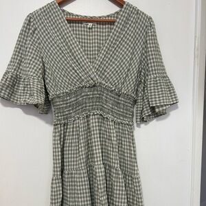 Max Studio Green Checkered Midi Dress